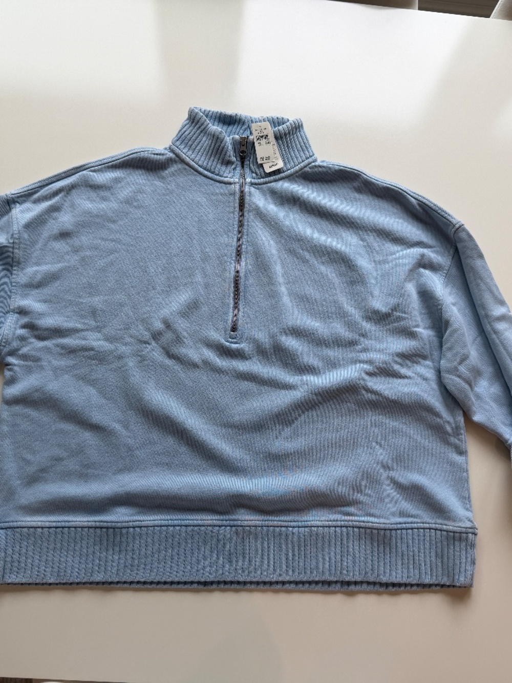 Aerie Sun's Out quarter zip sweatshirt, light blue, women's L, NWT - Picture 3 of 4